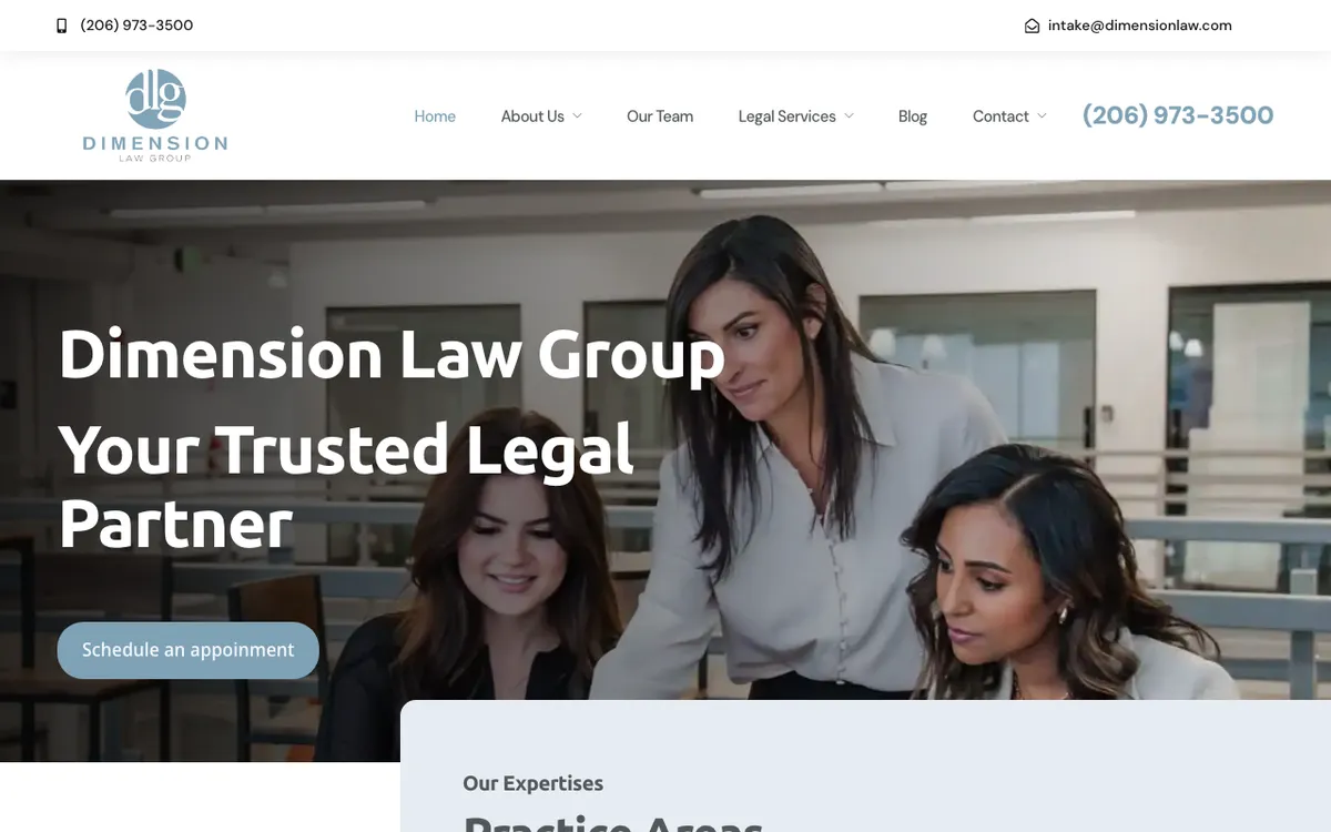 Dimension Law Group, PLLC website preview