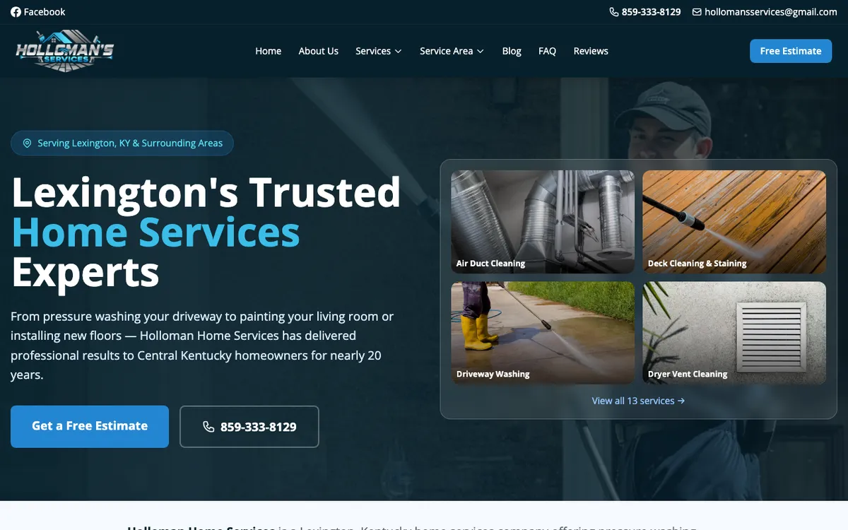 Holloman Home Services website preview